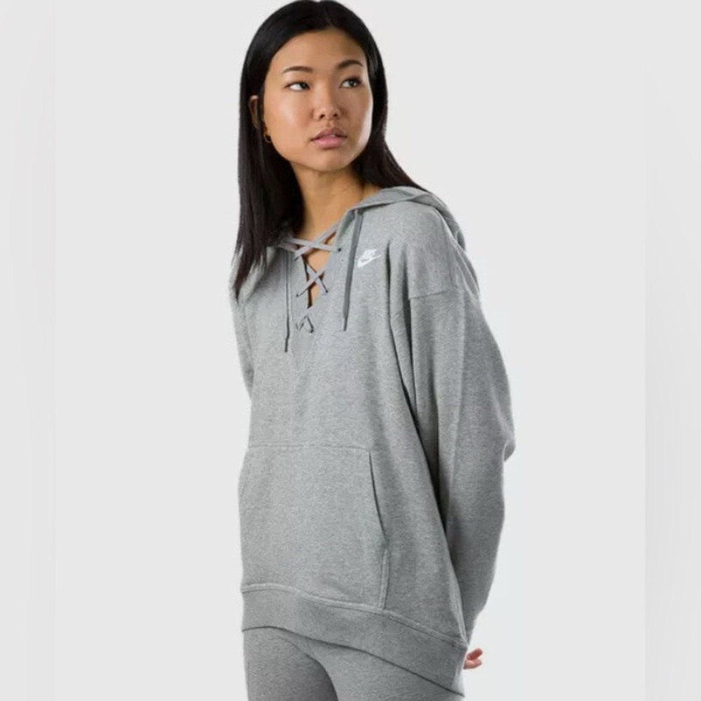 Nike Women's Lace-Up Gray Hoodie XS
